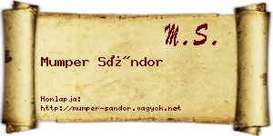 Mumper Sándor névjegykártya